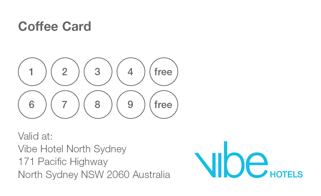 Vibe Hotel Docklands - Coffee Stamp Cards